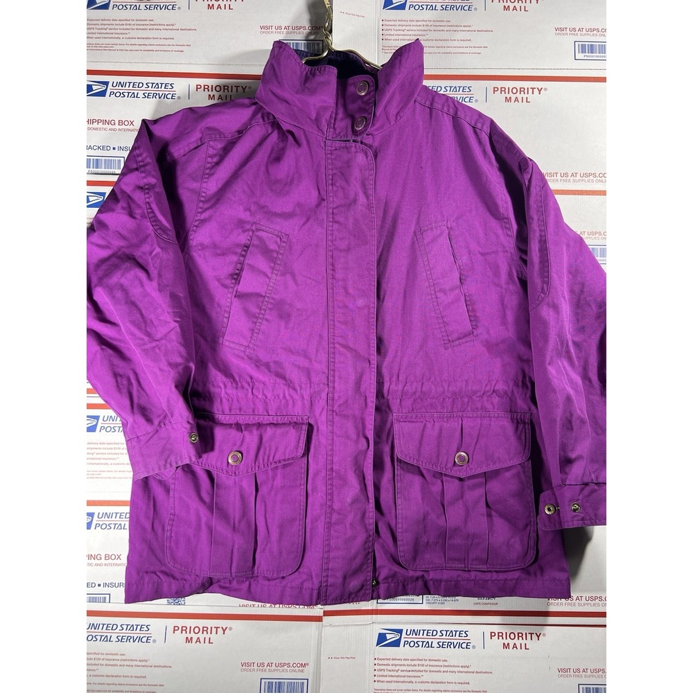 VTG 80s 90s Pierson‎ Outfitters Flannel Lined Hood Winter  Chore Jacket M Purple